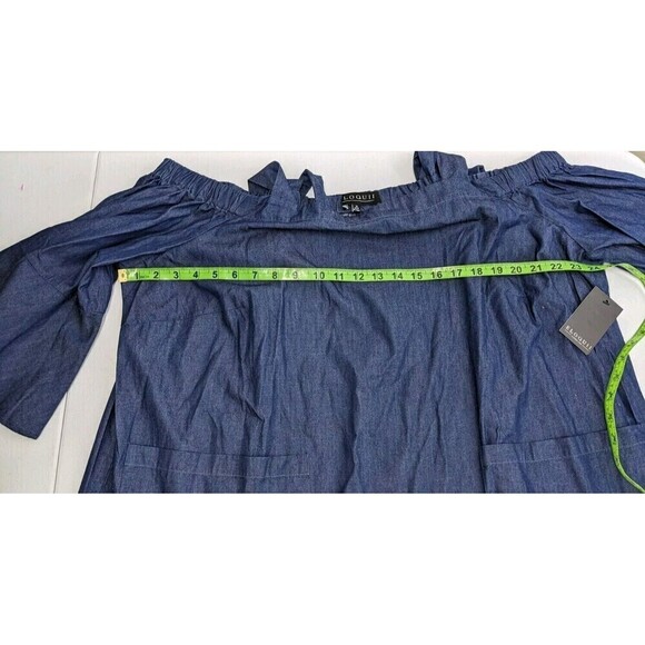 NWT Eloquii Women's Plus Size Denim Off Shoulder Sleeve Top Tunic Sz 18 Blouse - Picture 4 of 7